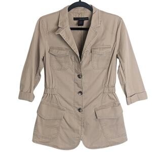 Gorpcore Utility Khaki Cargo Mid Trench Style Jacket Women's Size Small